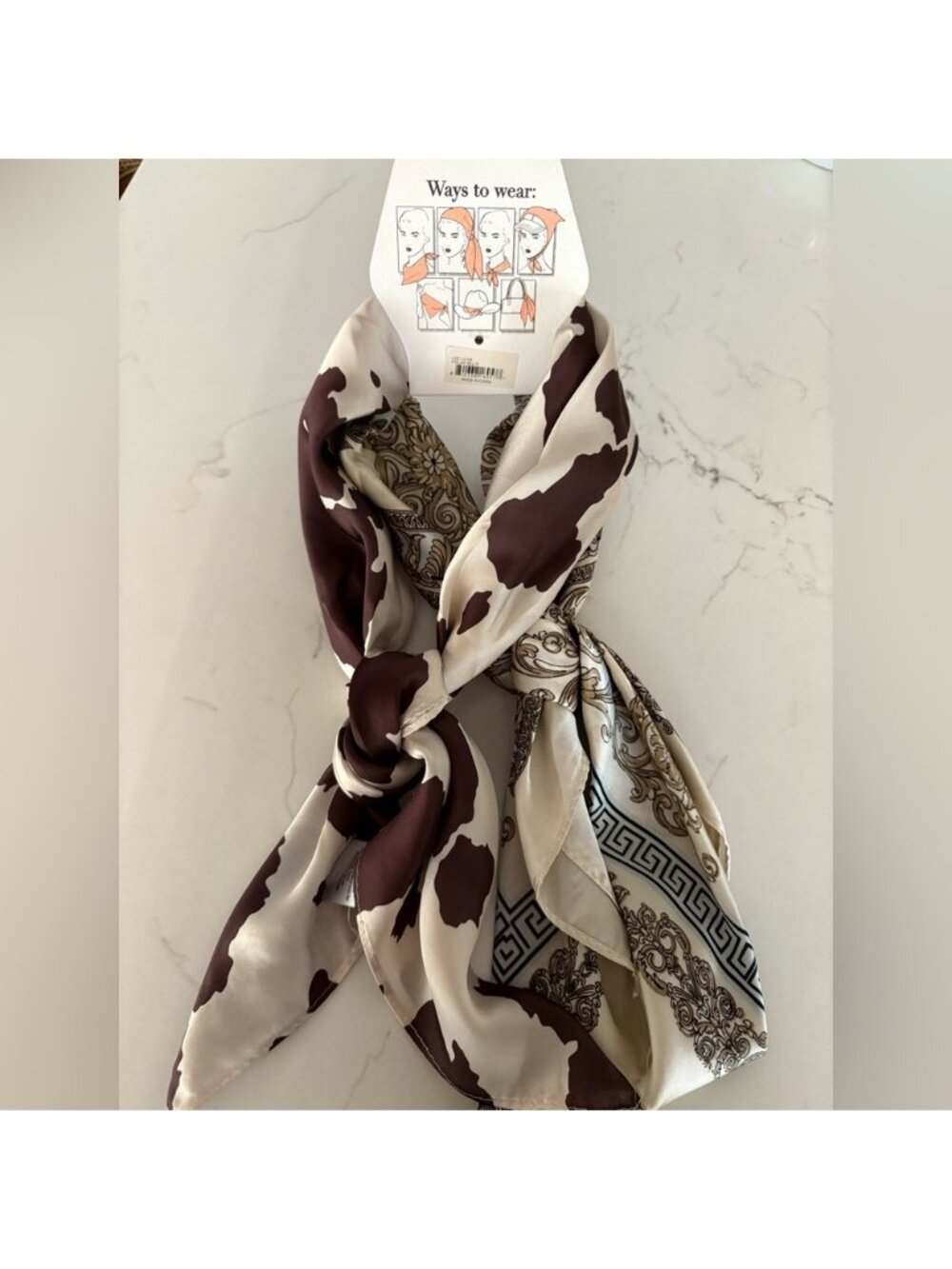Stylish Brown and Cream Hair Scarf